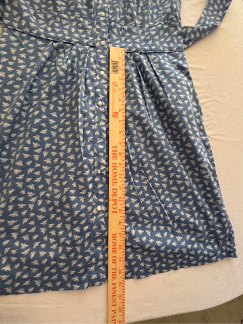 Saville Row Company Bumblee Print Blue Cotton Summer Dress Women’s Sz 12 - Picture 11 of 13